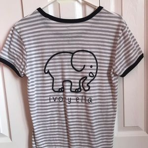 Ivory Ella grey and white striped ringer tee
